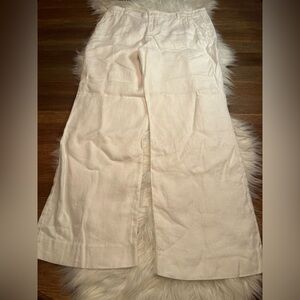 Garnet Hill White Wide Leg Linen Trousers